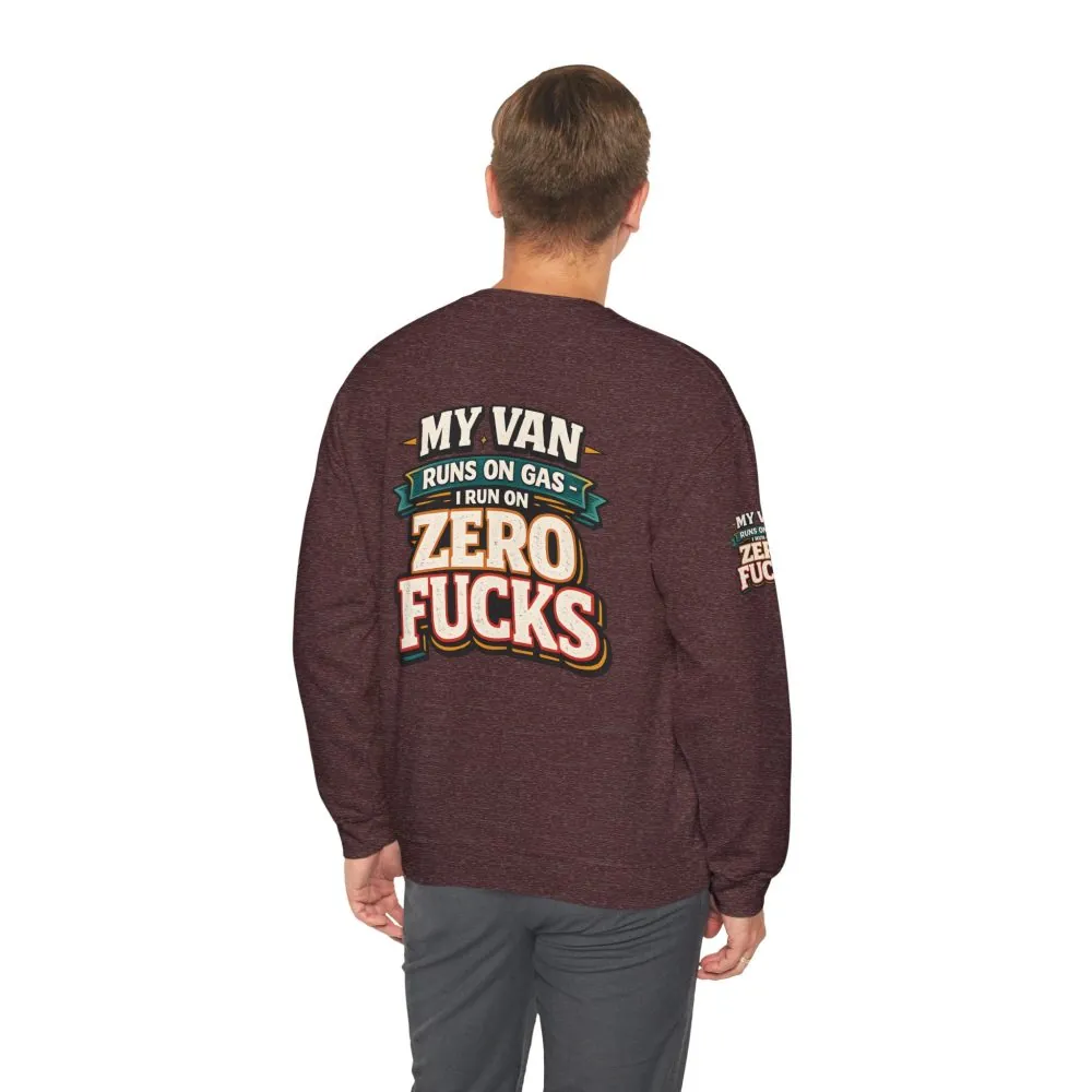 Unisex Heavy Blend™ Crewneck Sweatshirt — "My Van Runs On Gas" Design F**K-Line