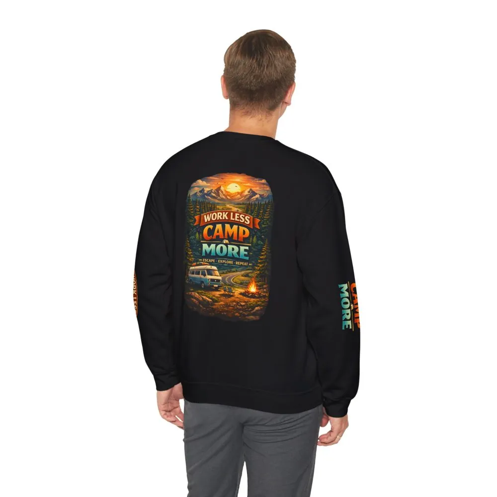 9545778313137134466_2048.jpeg Unisex Heavy Blend™ Crewneck Sweatshirt — "Work Less-Camp More" Design Scenic-Line