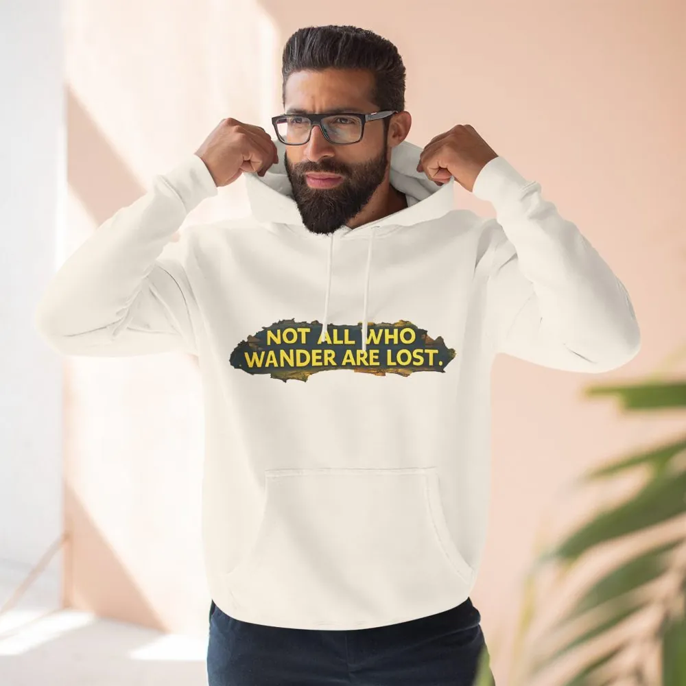 9546174851220026106_2048.jpeg Three-Panel Fleece Hoodie - "Not All Who Wander Are Lost" Design Cubic-Line