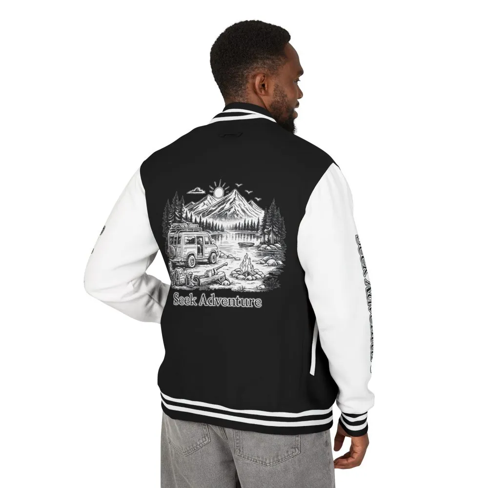 9560671533356739955_2048.jpeg Unisex Heavyweight Letterman Jacket — "Seek Adventure" Travel Varsity Coat
