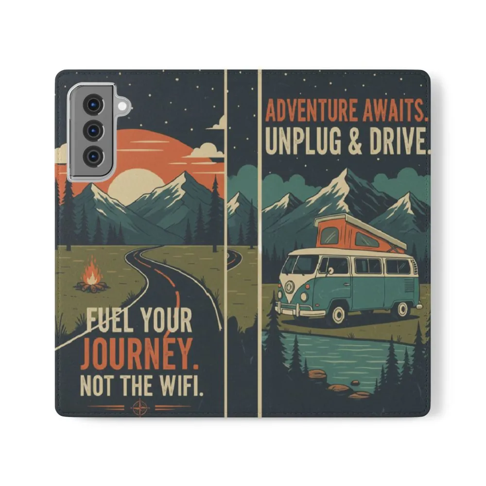 Flip Phone Case — "Fuel Your Journey, Not the Wifi" Wallet Cover