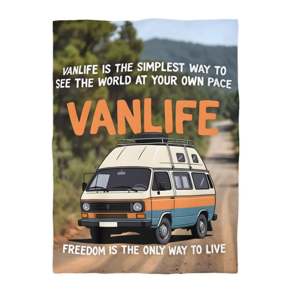 9579707156002035016_2048.jpeg Duvet Cover — "Vanlife freedom is the only way to live" Retro Camper Van Freedom Bedding