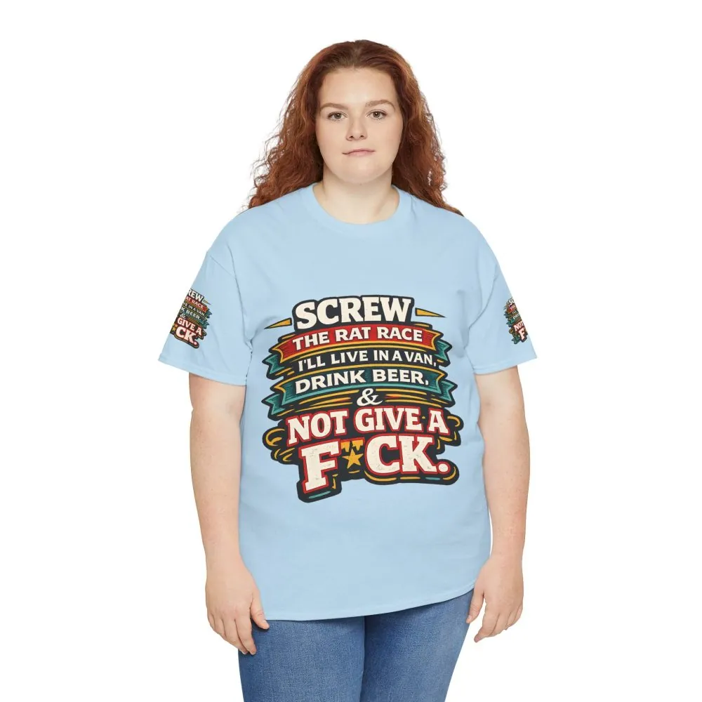 9587372489525410573_2048.jpeg Unisex Heavy Cotton Tee — "Screw The Rat Race" Design F**K-Line