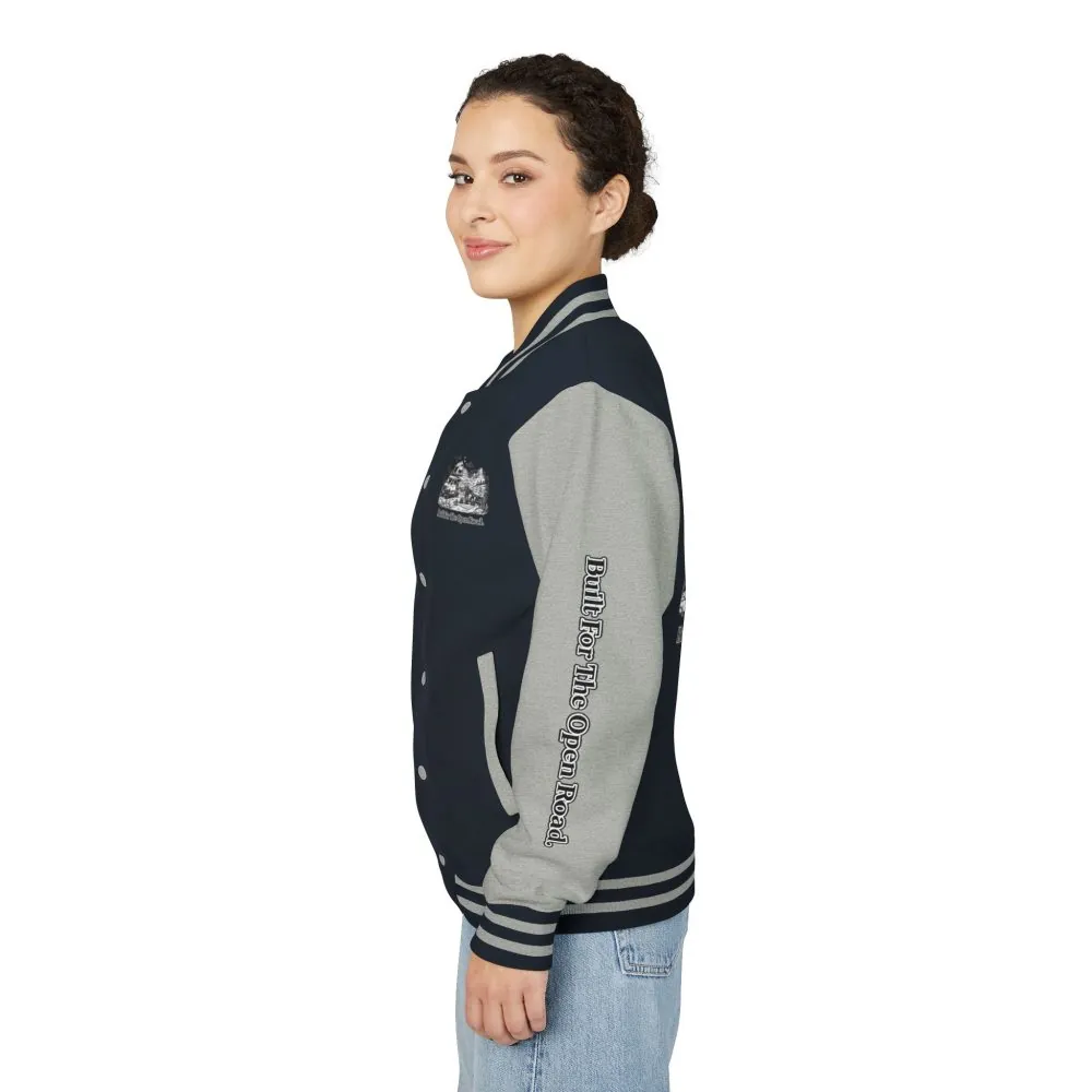 9603967776295068800_2048.jpeg Unisex Heavyweight Letterman Jacket — "Built For The Open Road" Travel Varsity Coat