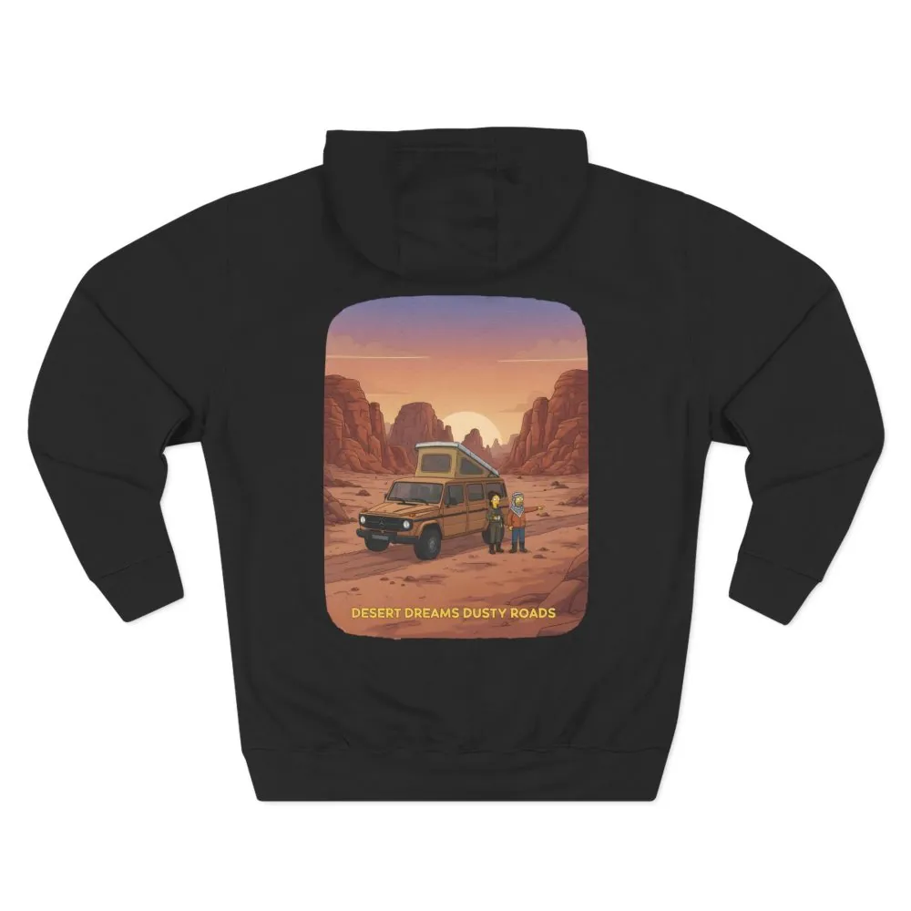 Three-Panel Fleece Hoodie - "Desert Dreams Dusty Roads" Design Sitcom-Line