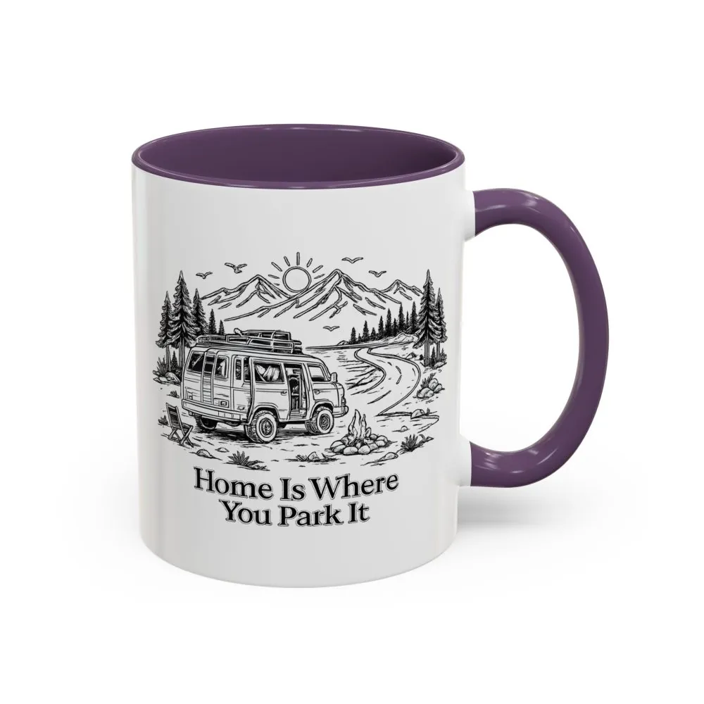 9634225406380074532_2048.jpeg Accent Coffee Mug (11, 15oz) — "Home Is Where You Park It" Design Minimal-Line