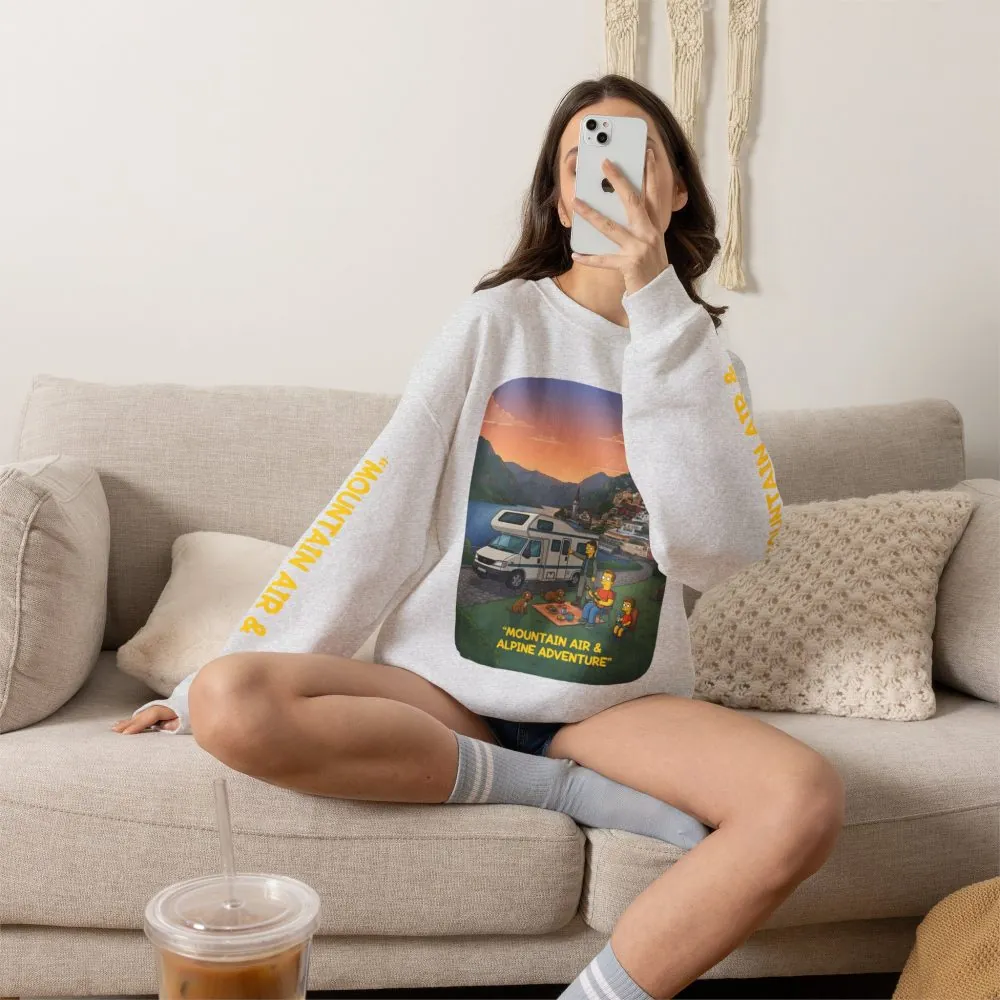 Unisex Heavy Blend™ Crewneck Sweatshirt — "Mountain Air-Alpine Adventure" Design Sitcom-Line