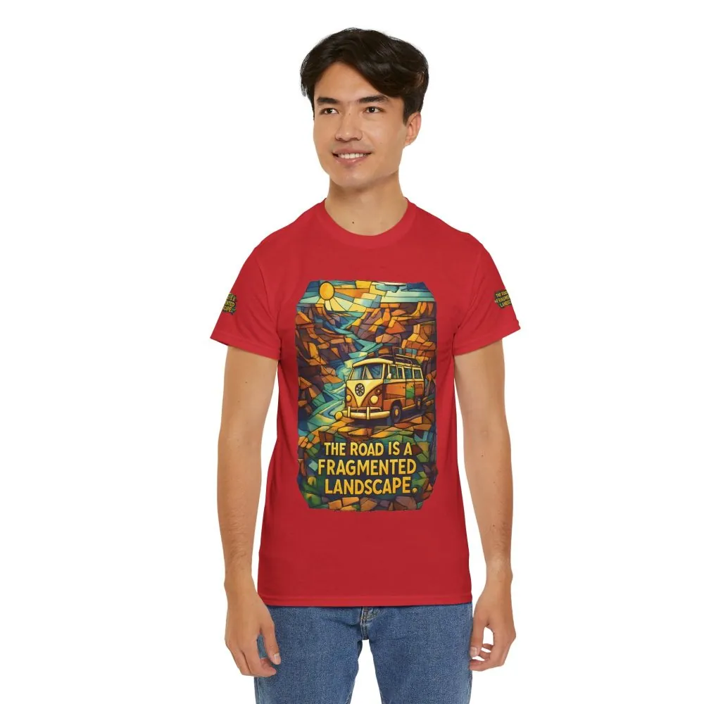 9643768406317190623_2048.jpeg Unisex Heavy Cotton Tee — "The Road Is A Fragmented Landscape" Design Cubic-Line