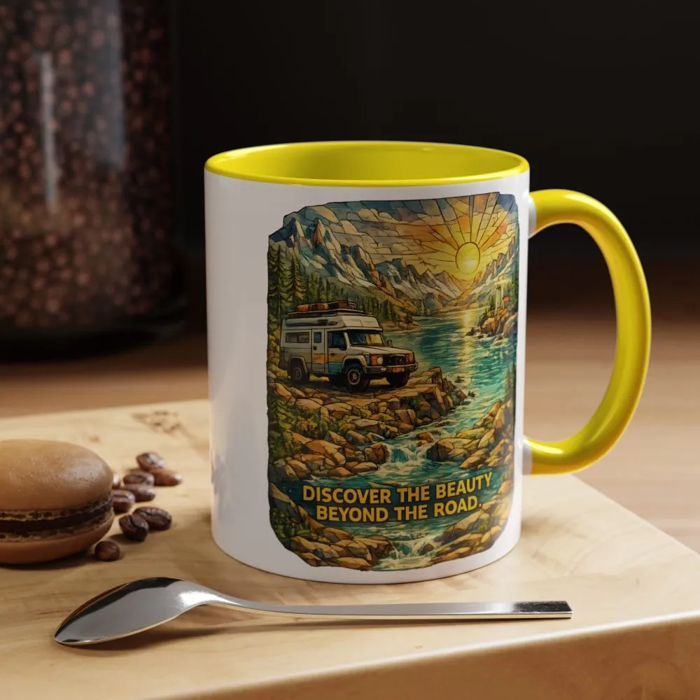 9657647658737086936_2048.jpeg Accent Coffee Mug (11, 15oz) — "Discover The Bieuty Beyond The Road" Design Cubic-Line