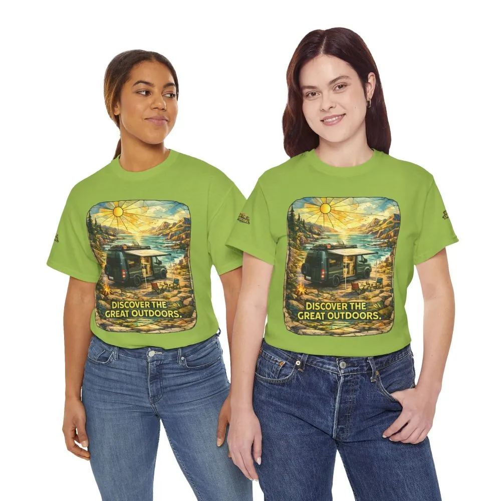 9658528042674569564_2048.jpeg Unisex Heavy Cotton Tee — "Discover The Great Outdoors" Design Cubic-Line