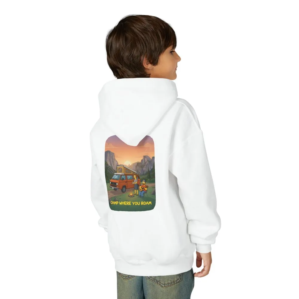 9666115522534776010_2048.jpeg Youth Hoodie(Gildan) – "Camp Where You Roam" (Design Sitcom-Line)