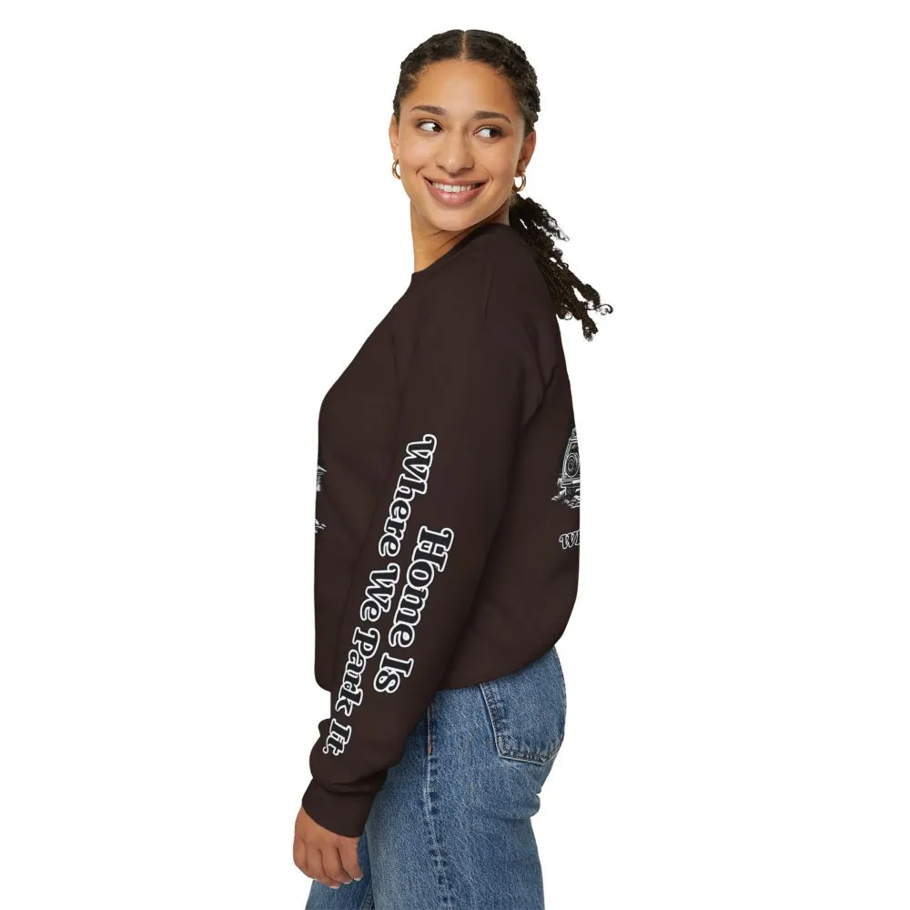 9671629771494831420_2048.jpeg Unisex Heavy Blend™ Crewneck Sweatshirt — "Home Is Where You Park It" Design Minimal-Line