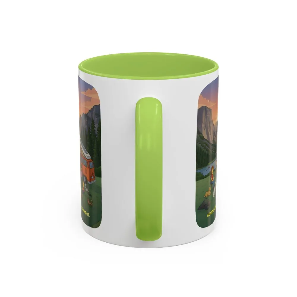 Accent Coffee Mug (11, 15oz) — "Adventure Awaits-Go Find It"" Design Sitcom-Line