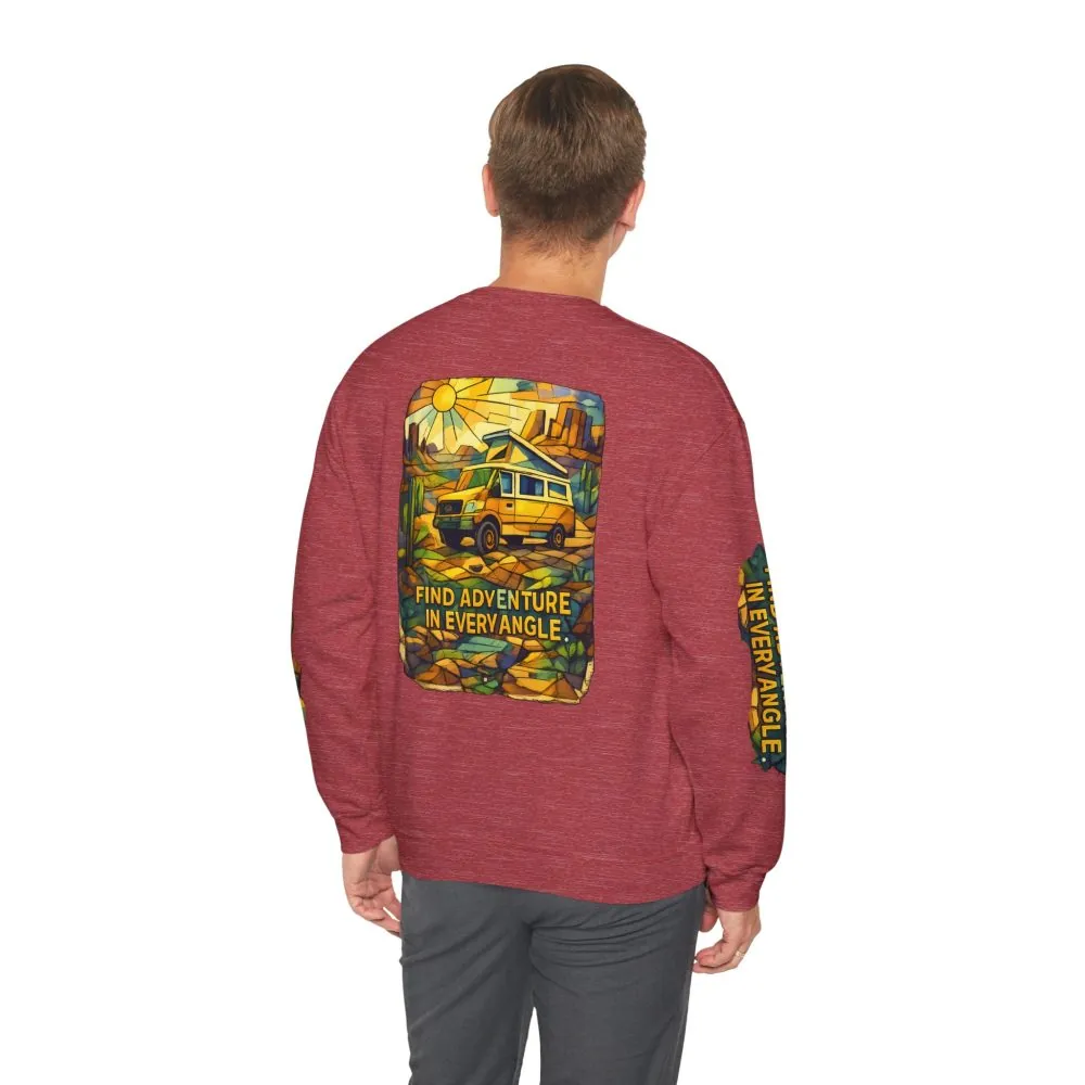 9676960184523806961_2048.jpeg Unisex Heavy Blend™ Crewneck Sweatshirt — "Find Adventure In Every Corner" Design Cubic-Line