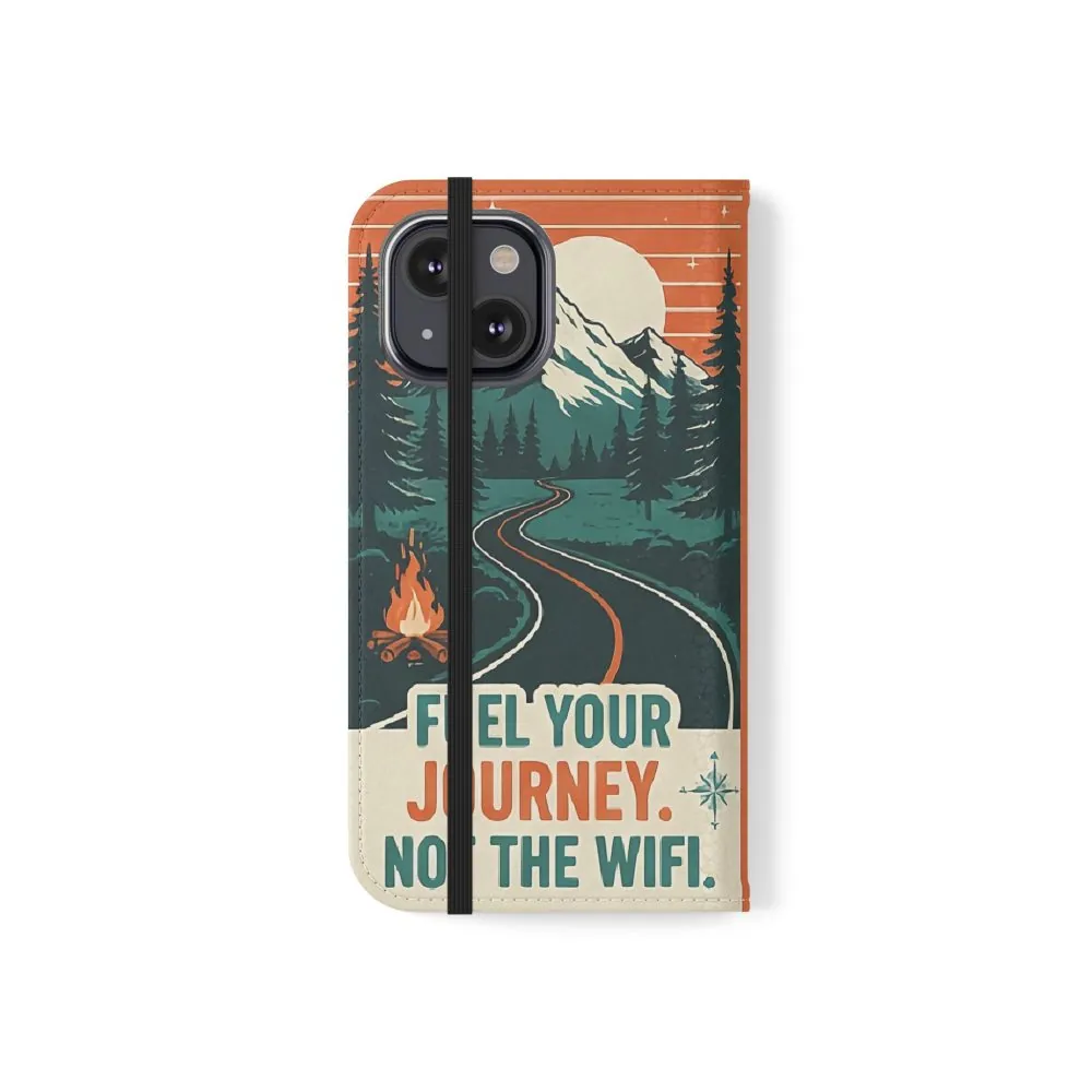 Flip Phone Case — "Adventure Awaits, Fuel Your Journey, Not the WiFi" Wallet Cover