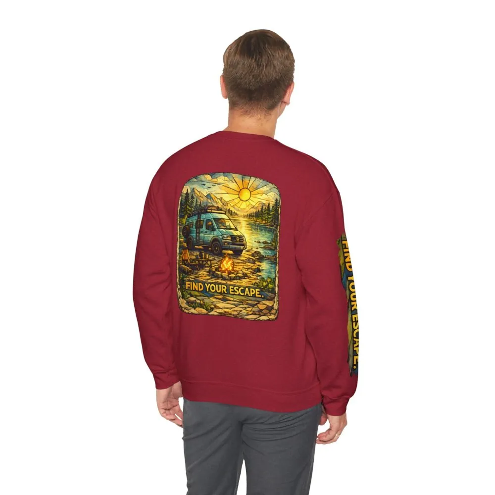 9693349891931759384_2048.jpeg Unisex Heavy Blend™ Crewneck Sweatshirt — "Find Your Escape" Design Cubic-Line