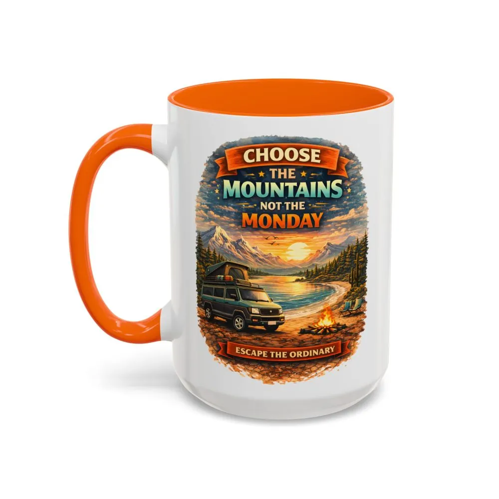 Accent Coffee Mug (11, 15oz) — "Choose The Mountens" Design Scenic-Line