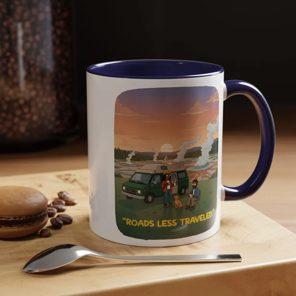 Accent Coffee Mug (11, 15oz) — "Roads Less Traveled" Design Sitcom-Line