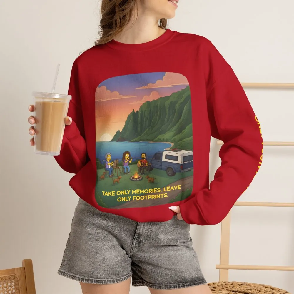 9711235793565719526_2048.jpeg Unisex Heavy Blend™ Crewneck Sweatshirt — "Take Only Memories-Leave Only Footprints" Design Sitcom-Line