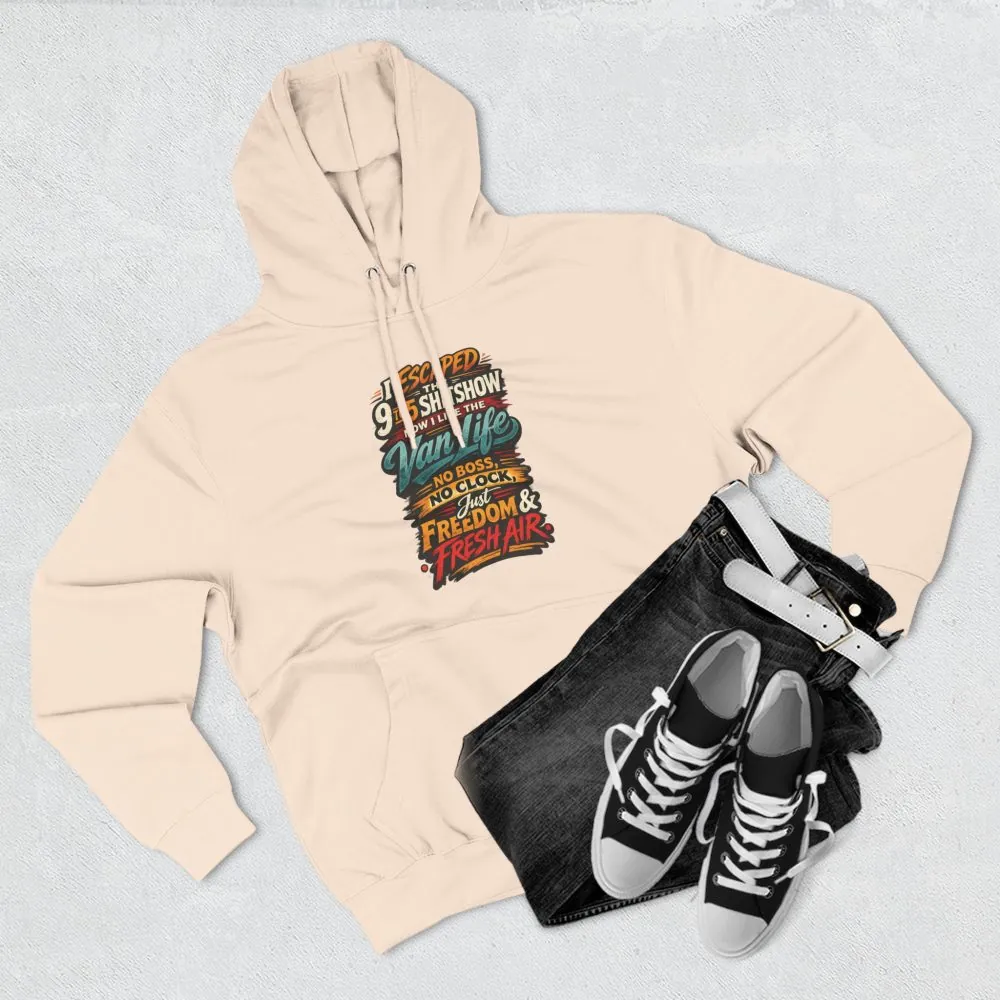 Three-Panel Fleece Hoodie - "I Escaped The 9 To 5" Design F**K-Line