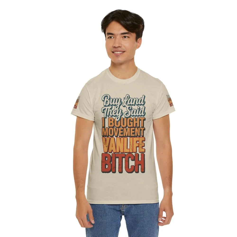 Unisex Heavy Cotton Tee — "Buy Land They Said" Design F**K-Line