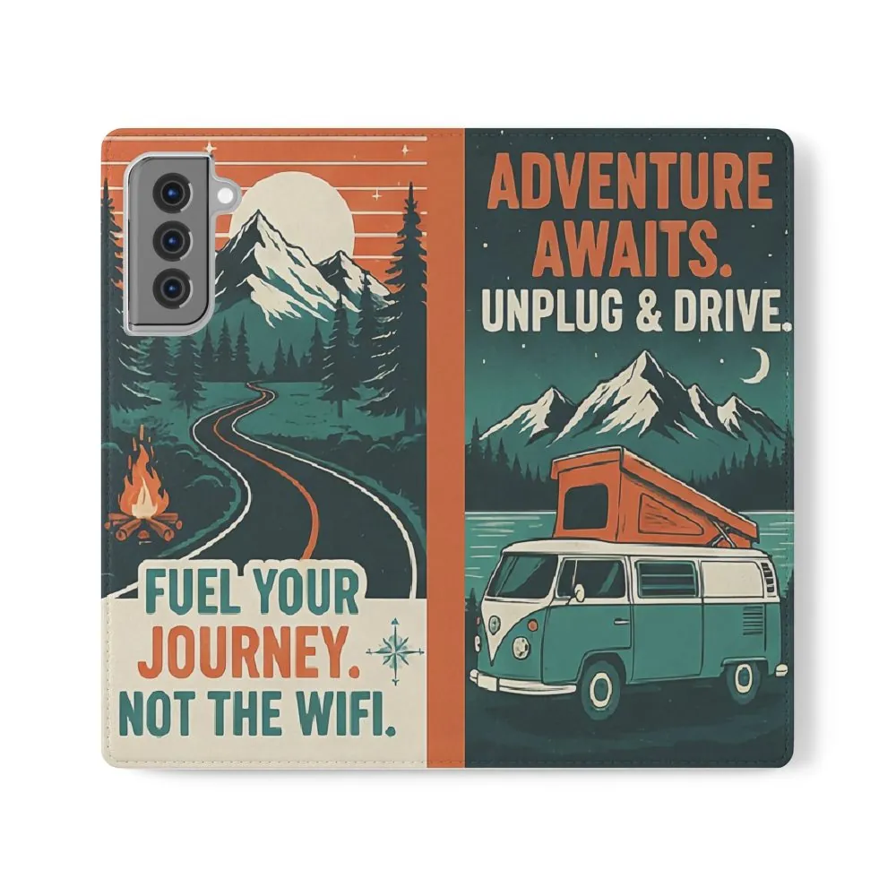 Flip Phone Case — "Adventure Awaits, Fuel Your Journey, Not the WiFi" Wallet Cover