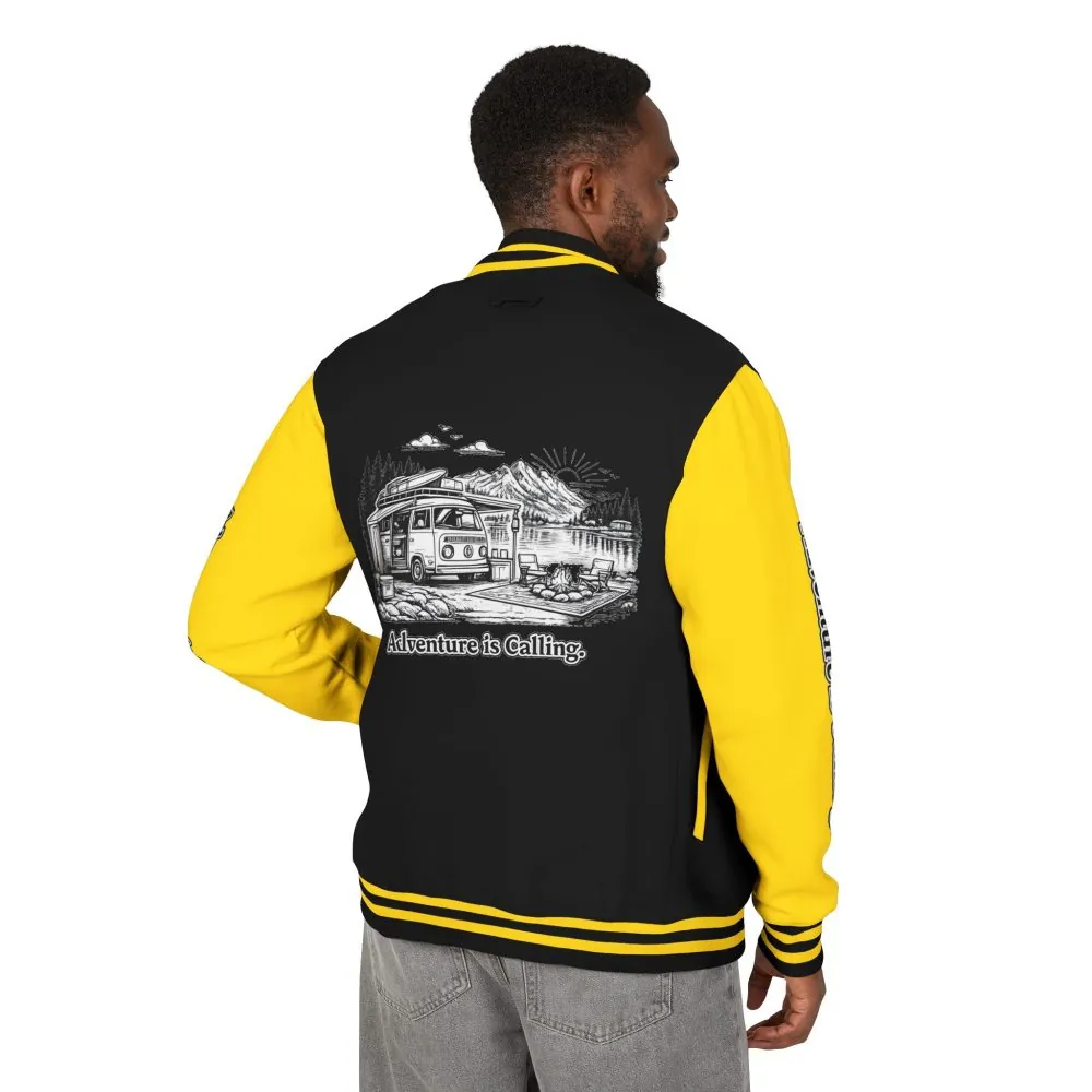 9730459465405145006_2048.jpeg Unisex Heavyweight Letterman Jacket — "Adventure Is Calling" Travel Varsity Coat