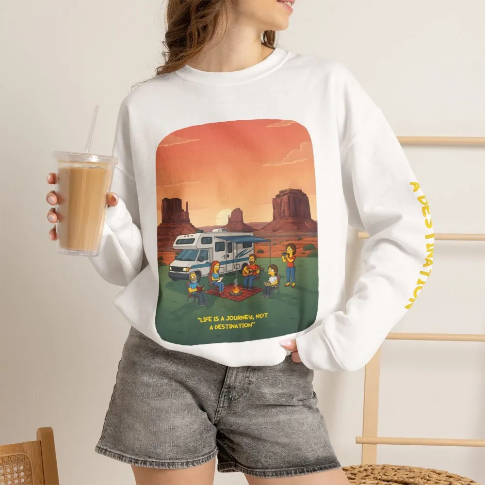 9731231356972321877_2048.jpeg Unisex Heavy Blend™ Crewneck Sweatshirt — "Life Is A Journey-Not A Destination" Design Sitcom-Line