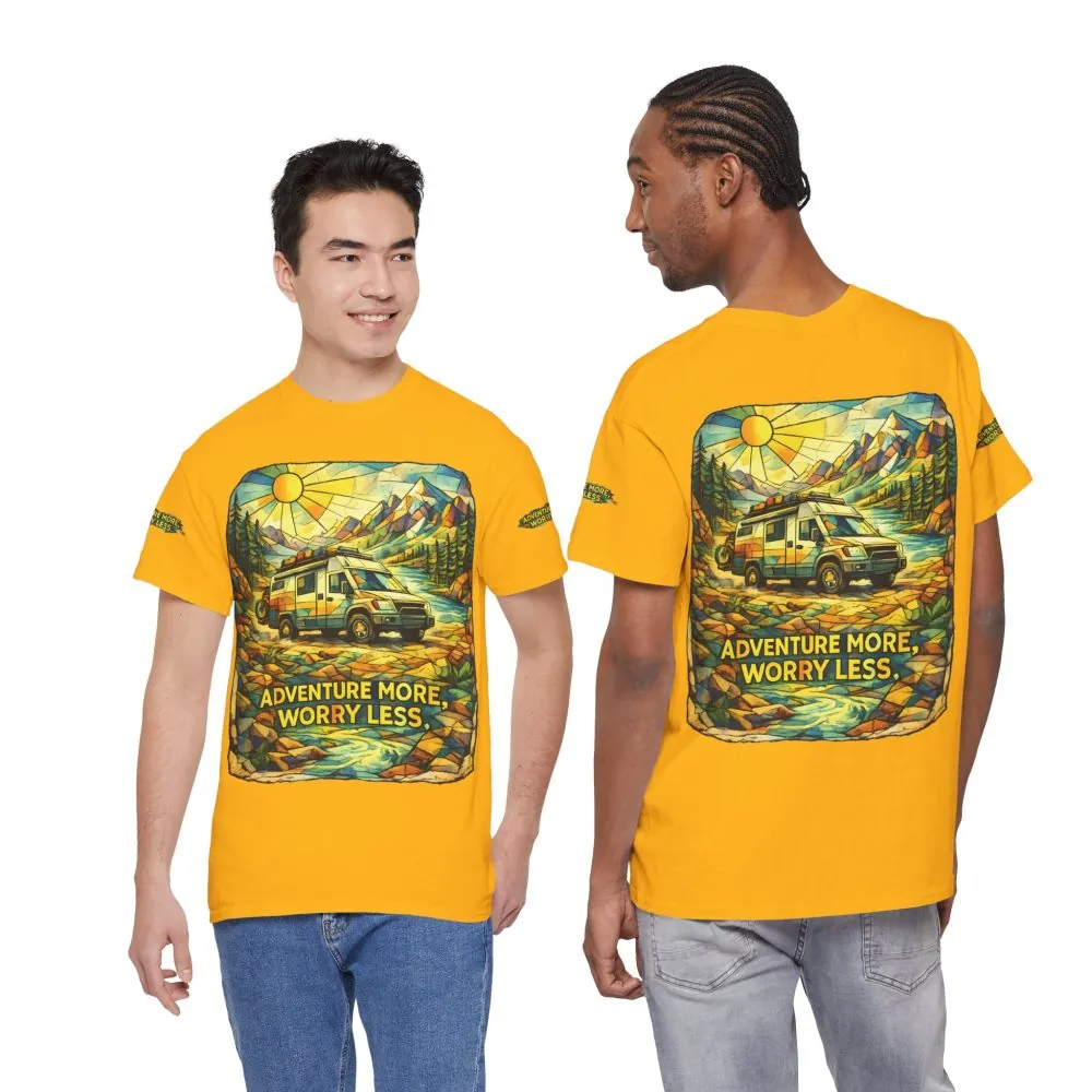973381769307889362_2048.jpeg Unisex Heavy Cotton Tee — "Adventure More Worry Less" Design Cubic-Line
