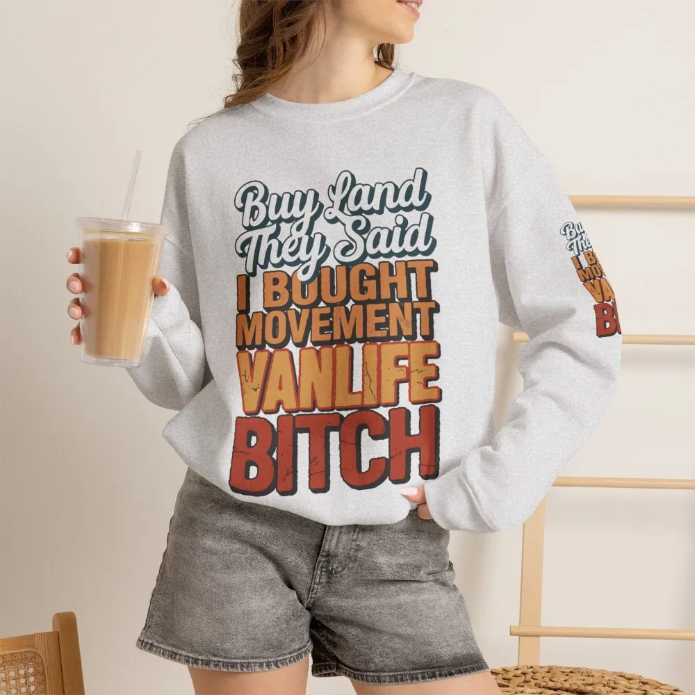 9737771535737265934_2048.jpeg Unisex Heavy Blend™ Crewneck Sweatshirt — "Buy Land They Said" Design F**K-Line