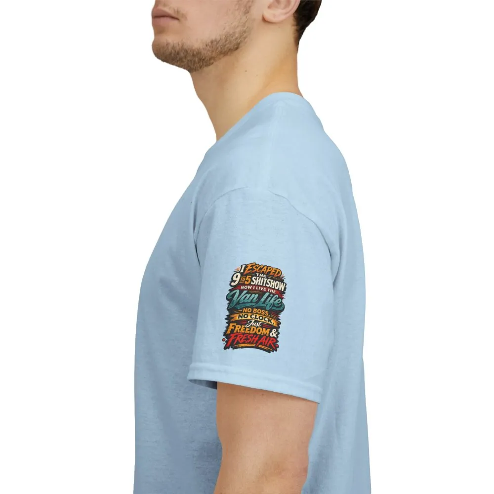 Unisex Heavy Cotton Tee — "I Escaped The 9 To 5" Design F**K-Line