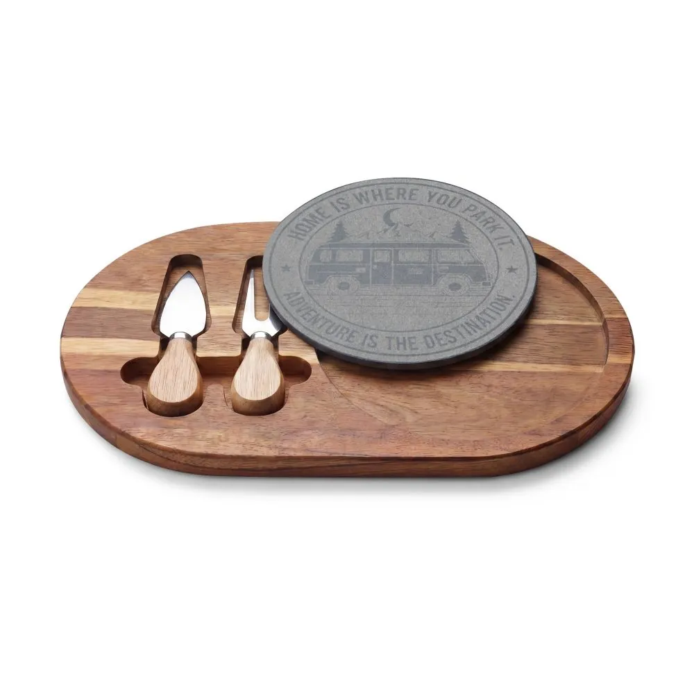 Engraved Charcuterie Board - "Home Is Where You Park It-Adventure is the destination" (4 Variants Available)