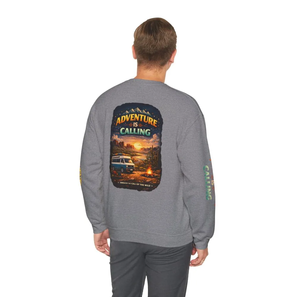 9763120457085430501_2048.jpeg Unisex Heavy Blend™ Crewneck Sweatshirt — "Adventure Is Calling" Design Scenic-Line