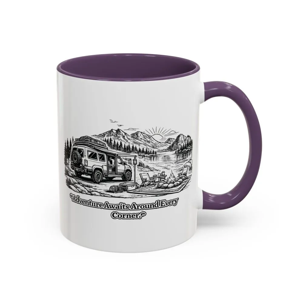 9763772156435839414_2048.jpeg Accent Coffee Mug (11, 15oz) — "Adventure Awaits Around Every Corner" Design Minimal-Line
