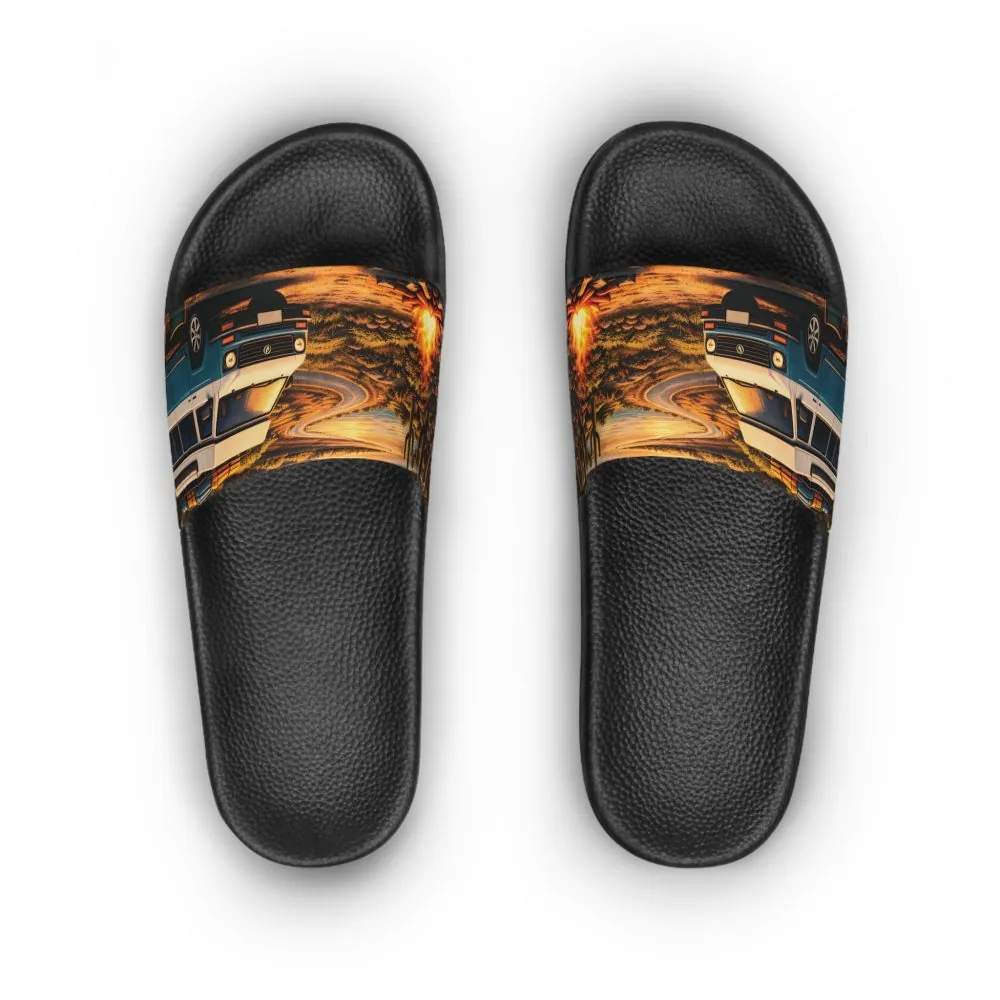 Women's Slide Sandals - Blue Camper Slides (Scenic-Line)