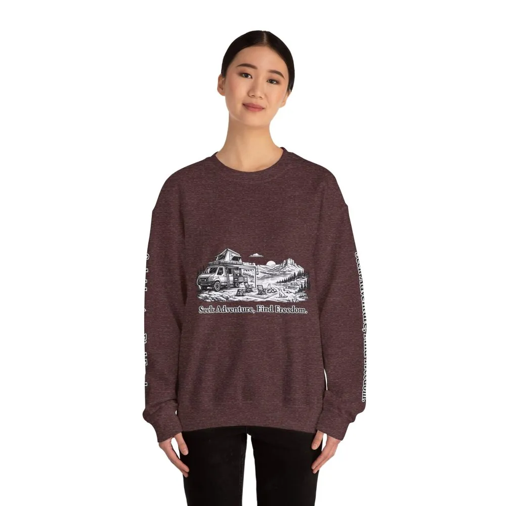 9775865585788147812_2048.jpeg Unisex Heavy Blend™ Crewneck Sweatshirt — "Seek Adventure, Find Freedom" Design Minimal-Line
