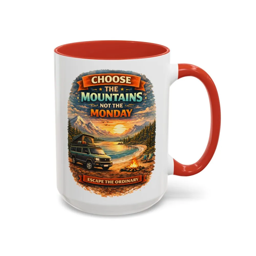 Accent Coffee Mug (11, 15oz) — "Choose The Mountens" Design Scenic-Line