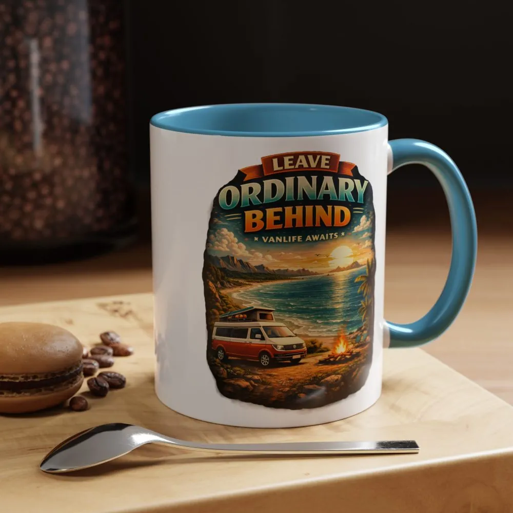 Accent Coffee Mug (11, 15oz) — "Leave Ordinary Behind" Design Scenic-Line