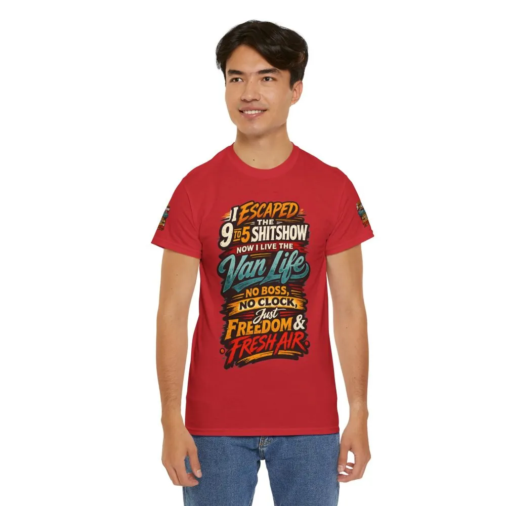 Unisex Heavy Cotton Tee — "I Escaped The 9 To 5" Design F**K-Line