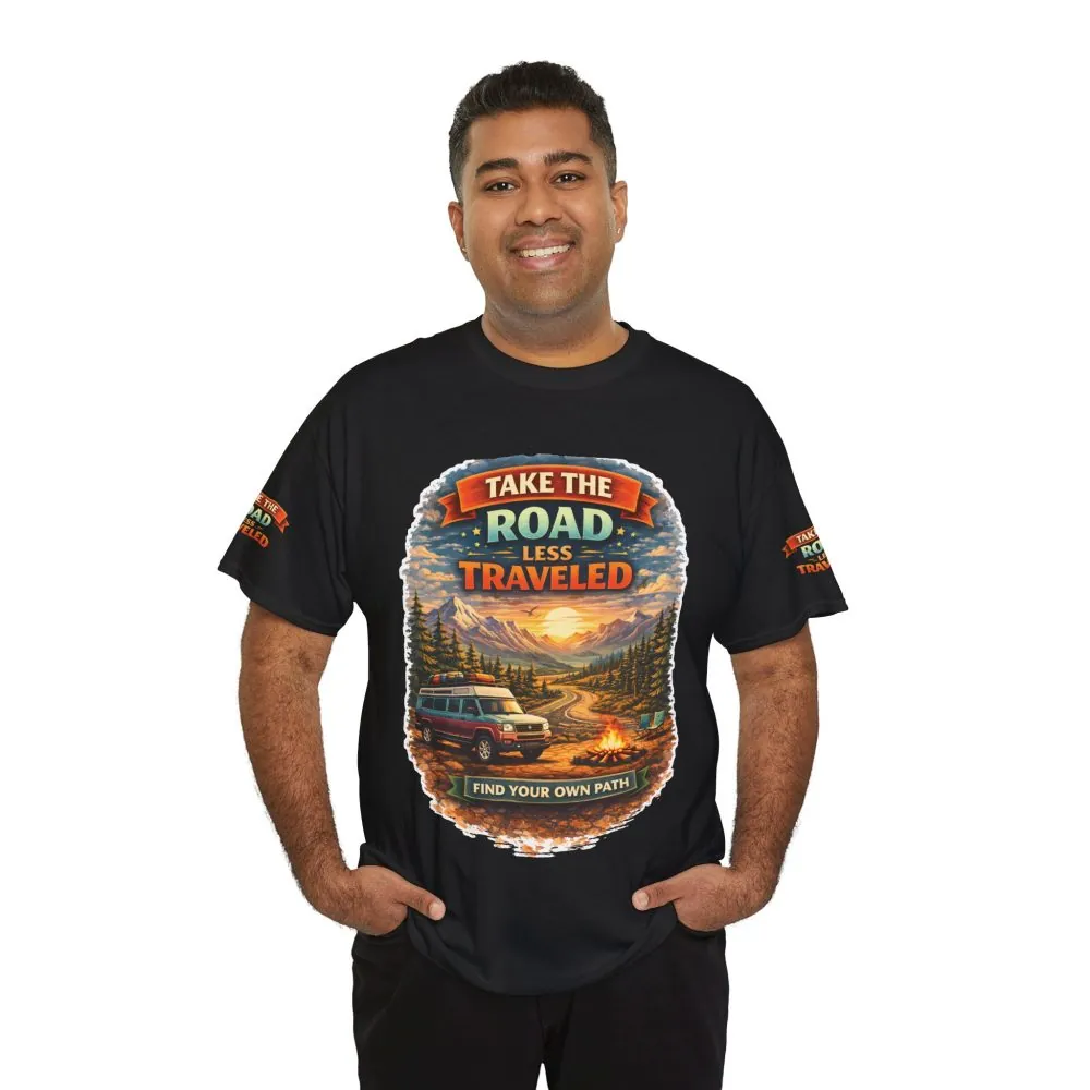 9798112216373155184_2048.jpeg Unisex Heavy Cotton Tee — "Take The Road Less Traveled" Design Scenic-Line