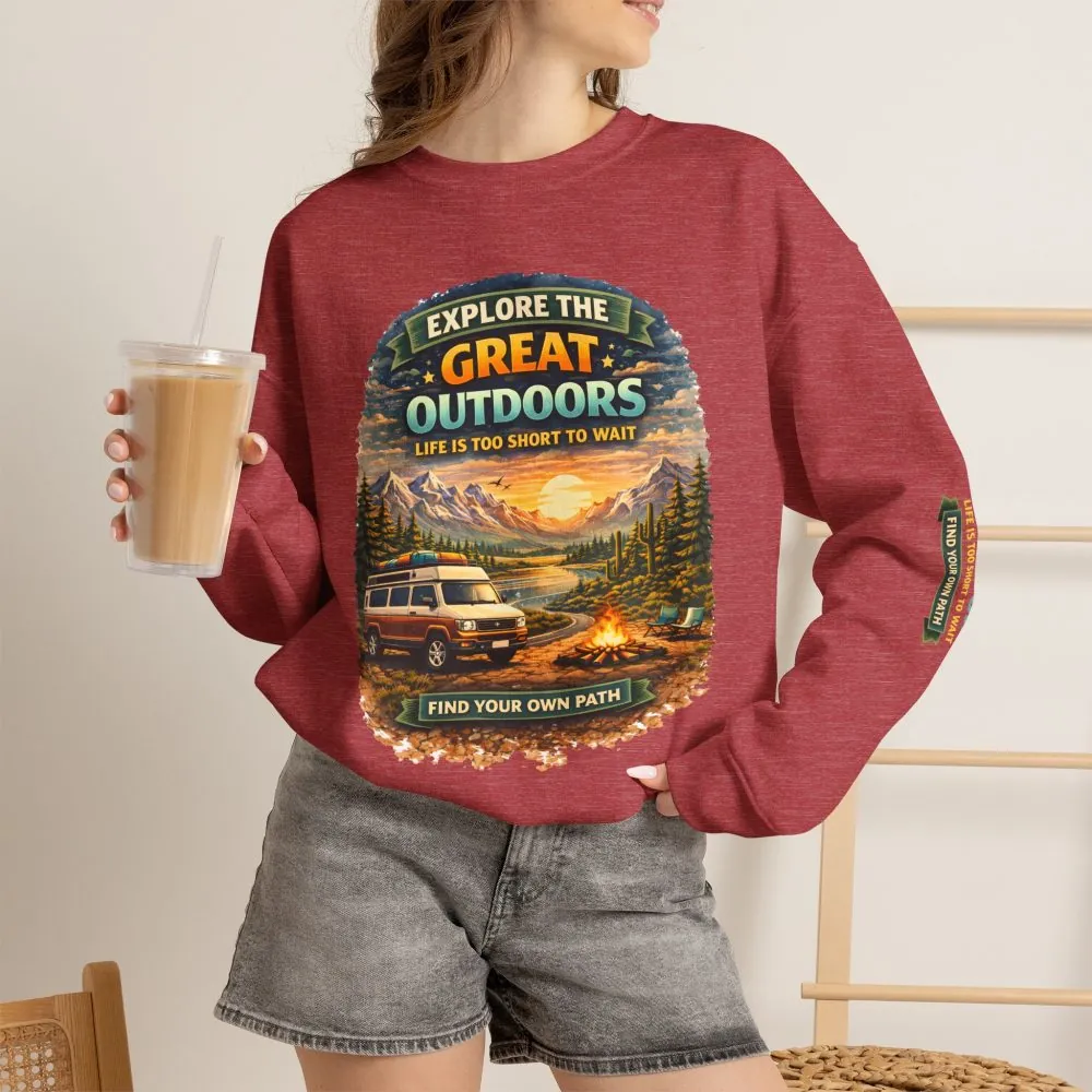 9799272810871951627_2048.jpeg Unisex Heavy Blend™ Crewneck Sweatshirt — "Explore The Great Outdoors" Design Scenic-Line