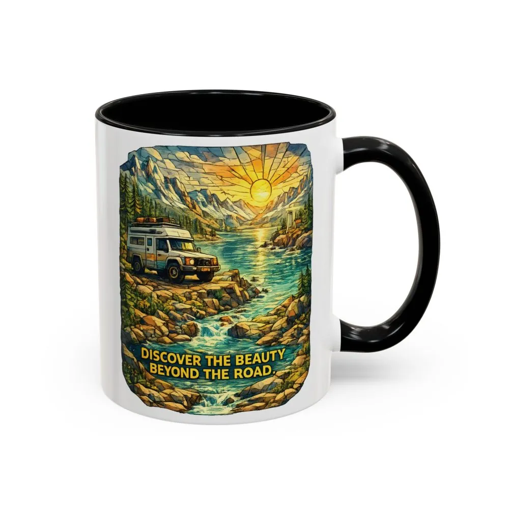 9804446418703245534_2048.jpeg Accent Coffee Mug (11, 15oz) — "Discover The Bieuty Beyond The Road" Design Cubic-Line