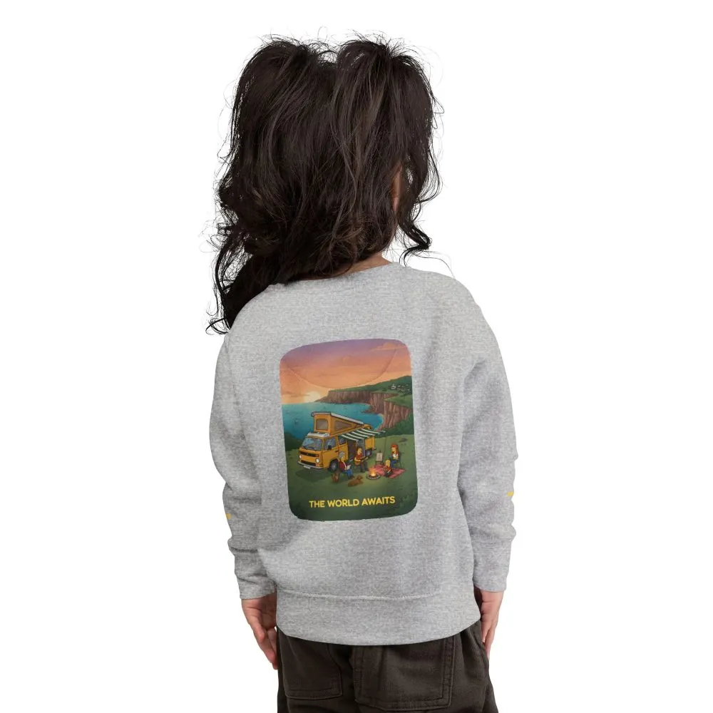9810069478312532979_2048.jpeg Toddler Sweatshirt - "The World Awaits" (Design Sitcom-Line)