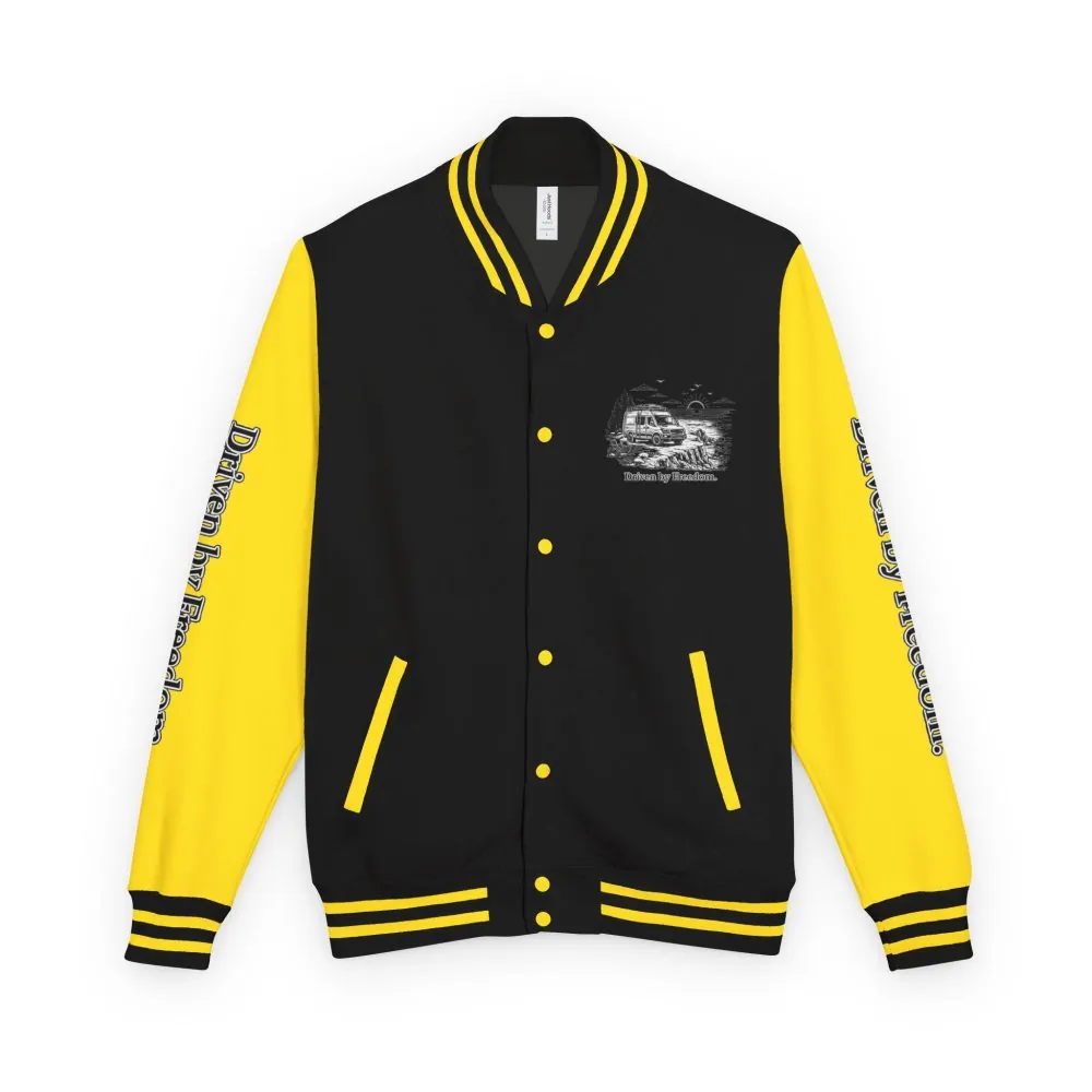 9812144879352715804_2048.jpeg Unisex Heavyweight Letterman Jacket — "Driven By freedom" Travel Varsity Coat