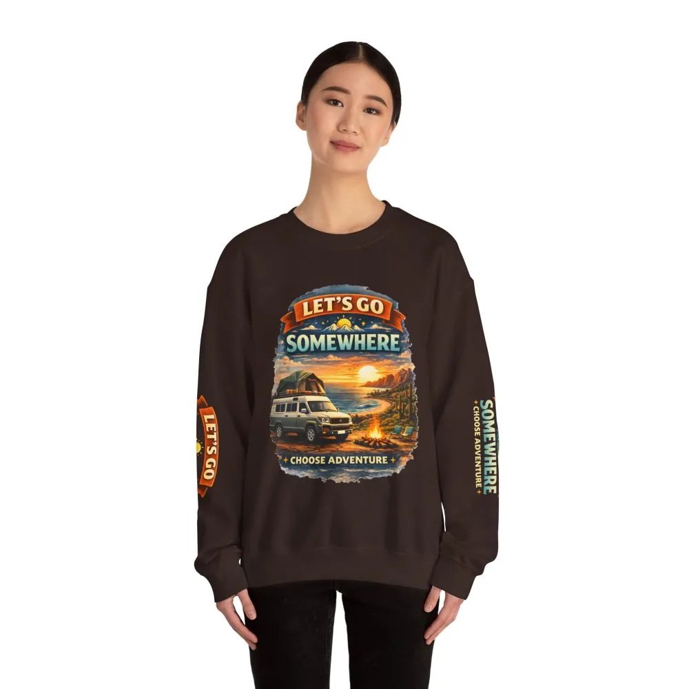 9812308443631973261_2048.jpeg Unisex Heavy Blend™ Crewneck Sweatshirt — "Lets Go Somewhere" Design Scenic-Line