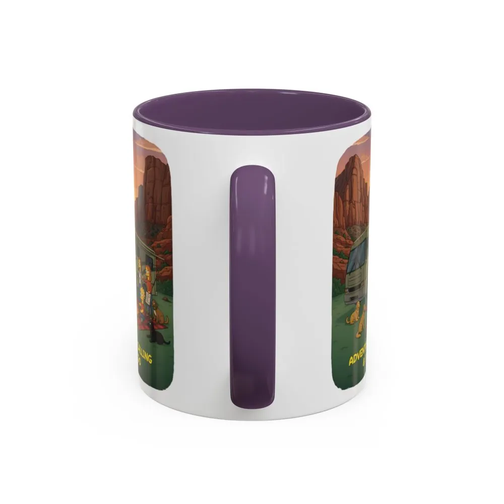 Accent Coffee Mug (11, 15oz) — "Adventure Is Calling-I Must Go" Design Sitcom-Line