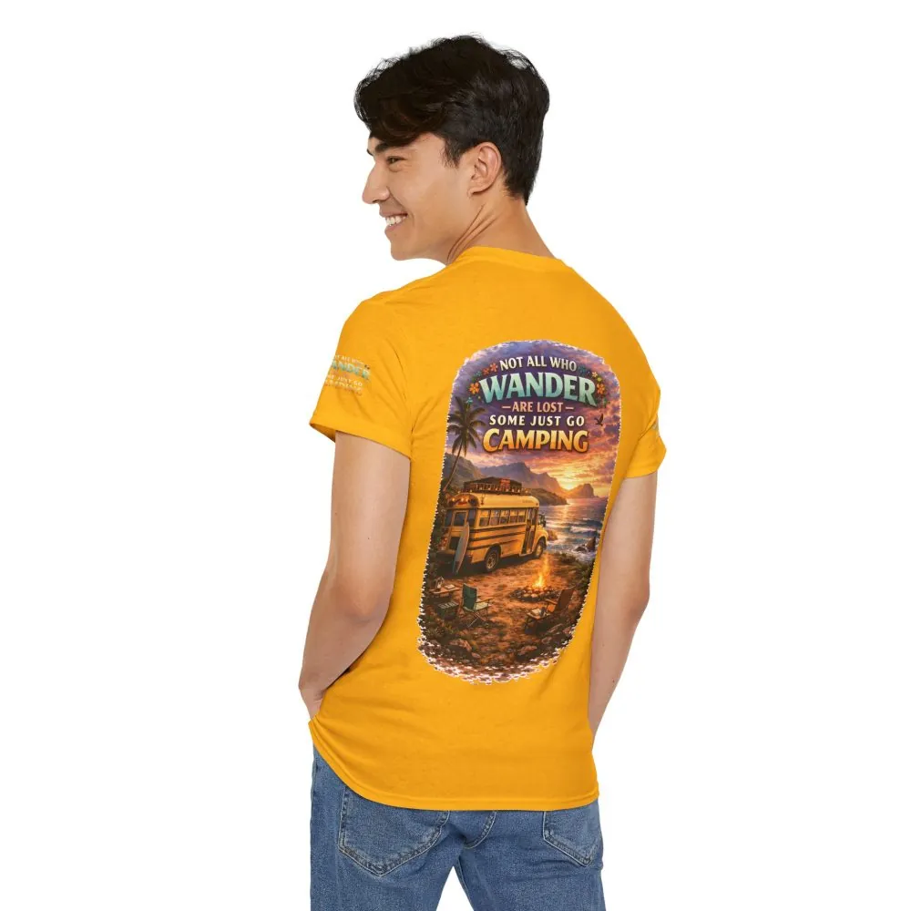Unisex Heavy Cotton Tee — "Not All Who Wander Are Lost" Design Scenic-Line