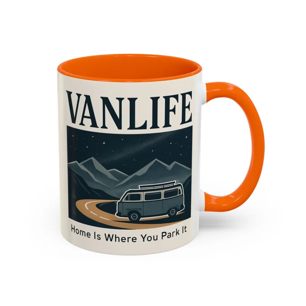 9820669489185010651_2048.jpeg Coffee Mug — "Vanlife - Home Is Where You Park It" Accent Campervan Travel Mug