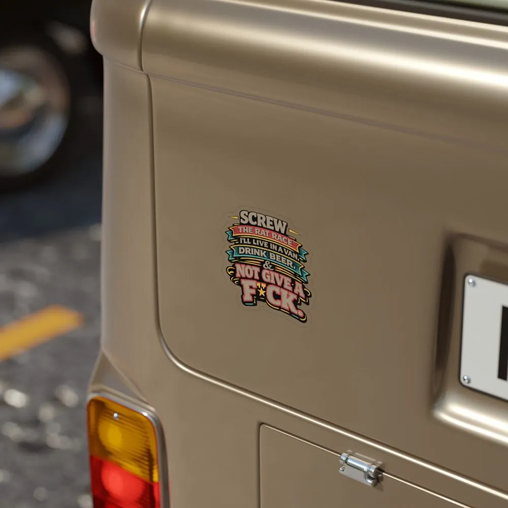 Transparent Outdoor Stickers – "Screw The Rat Race" Design F**K-Line
