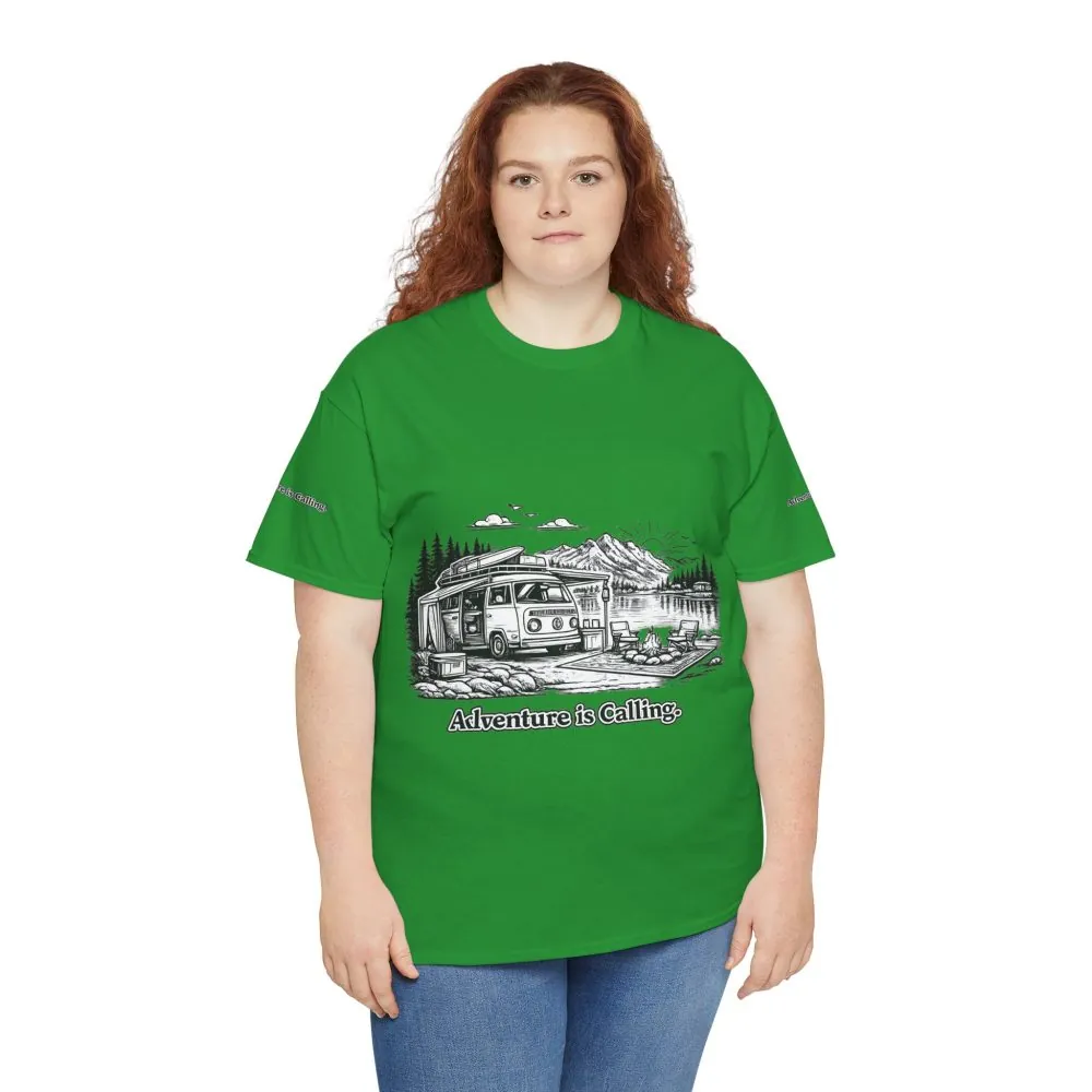 9828623054974078763_2048.jpeg Unisex Heavy Cotton Tee — "Adventure Is Calling" Design Minimal-Line